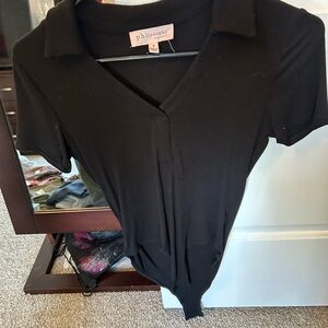 Philosophy Black Collared Bodysuit